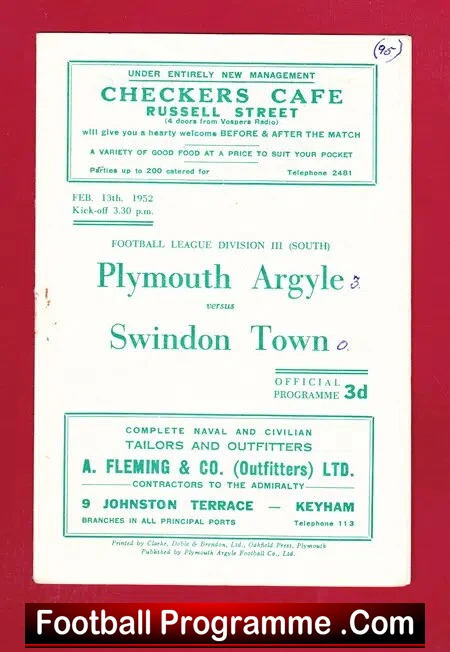 Plymouth Argyle v Swindon Town 1952