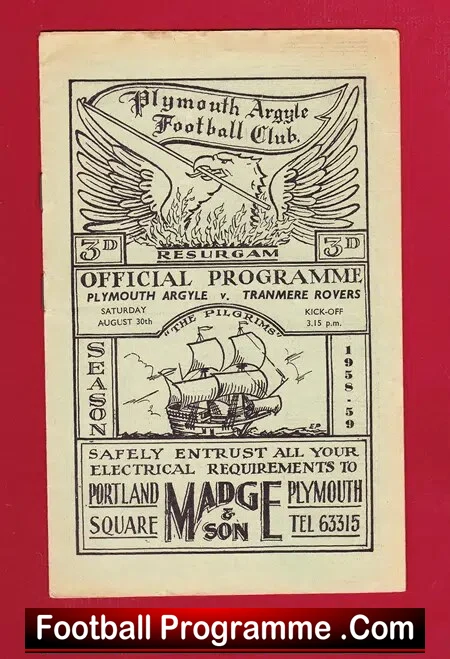 Plymouth Argyle v Tranmere Rovers 1958