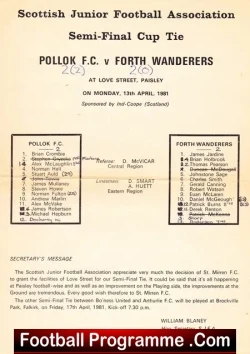 Pollok v Forth Wanderers 1981 Scottish Junior Semi Final Paisley