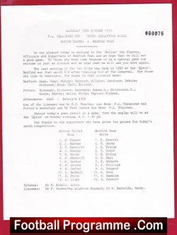 Potton United v Bedford Town 1974 – FA Cup
