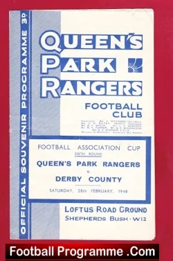 Queens Park Rangers v Derby County 1948 - QPR 1940's Programmes - football programme