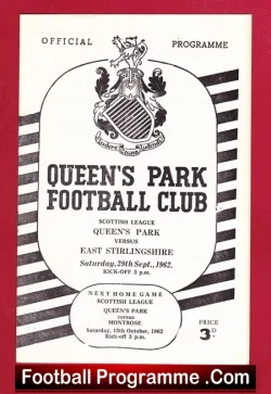 Queens Park v East Stirlingshire 1962 - Scotland - football programme