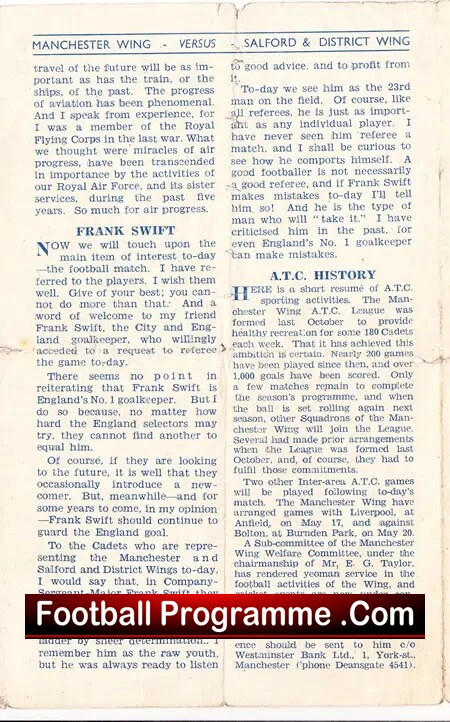 RAF Air Training Corps Manchester Wing v Salford Wing 1944 MCR