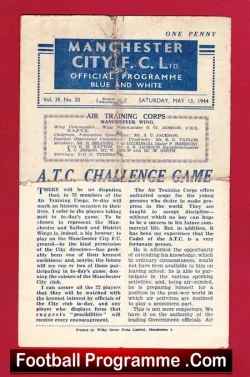 RAF Air Training Corps Manchester Wing v Salford Wing 1944 MCR - football programme
