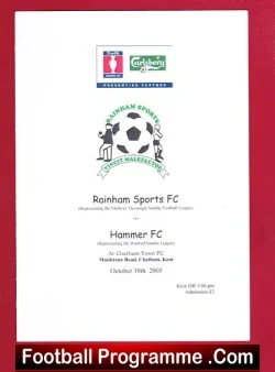 Rainham Sports v Hammer 2005 - Sunday Cup - football programme