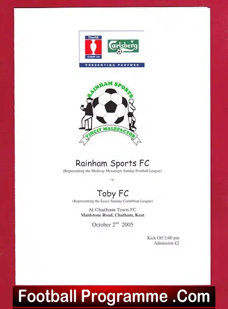 Rainham Sports v Toby 2005 – Sunday Cup