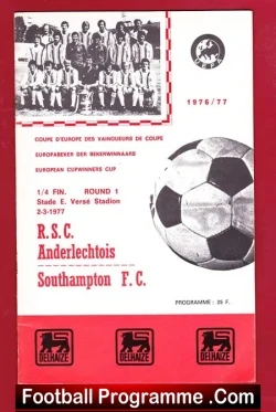 RSC Anderlecht v Southampton 1977 - European Cup Winners Cup - football programme