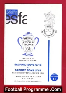 Salford v Cardiff 2000 - Schoolboys Cup Final Old Trafford - football programme