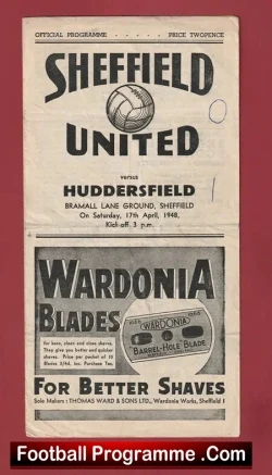 Sheffield United v Huddersfield Town 1948 - football programme