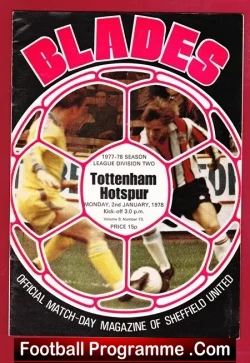 Sheffield United v Tottenham 1978 - football programme