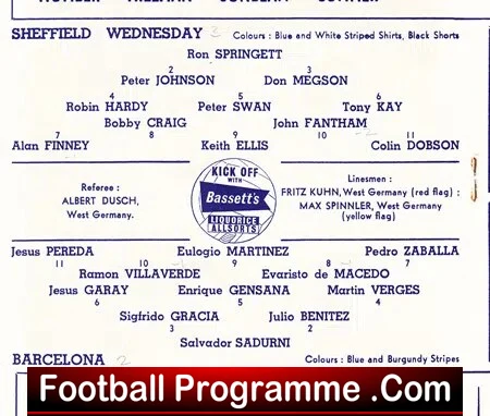 Sheffield Wednesday v Barcelona 1962 International Fairs Cup QF