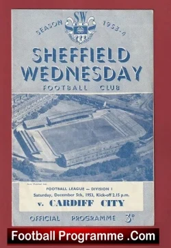 Sheffield Wednesday v Cardiff City 1953 - football programme