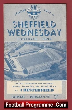 Sheffield Wednesday v Chesterfield 1954 - FA Cup - football programme