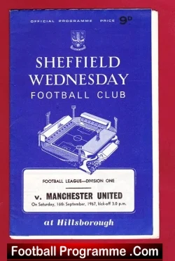 Sheffield Wednesday v Manchester United 1967 - Printers Error - football programme