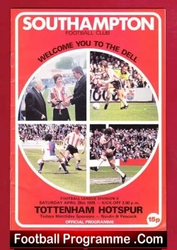 Southampton v Tottenham 1978 - football programme