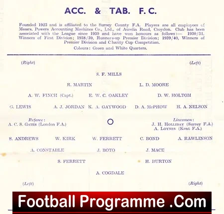 Southern Railway Croydon v ACC TAB 1948 - Senior Final Selhurst