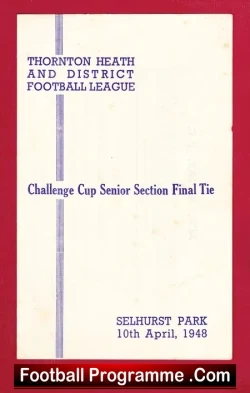 Southern Railway Croydon v ACC TAB 1948 - Senior Final Selhurst - football programme