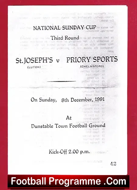 St Josephs v Priory Sports 1991 – Sunday Cup