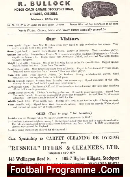 Stockport County v Lincoln City 1952