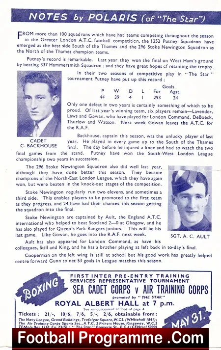 Stoke Newington Squadron v Putney Squadron 1944 - at Dulwich