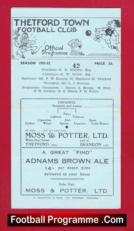Thetford Town v Holt United 1952 – Cup Final Match