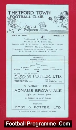 Thetford Town v Holt United 1952 – Cup Final Match