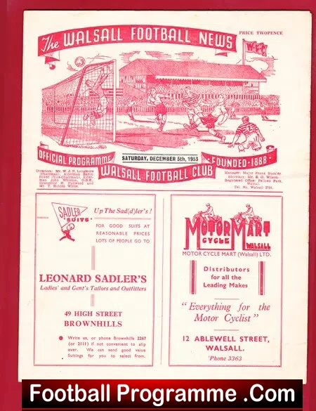 Walsall v Torquay United 1953