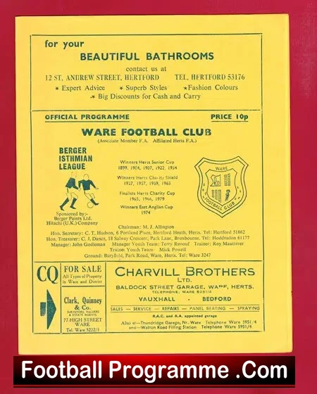 Ware v Norwich City 1980 – East Anglia Cup Final Postponed