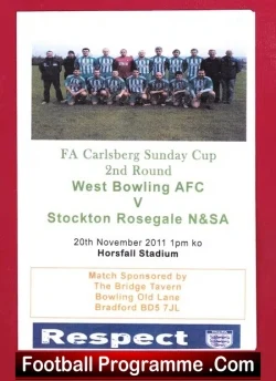 West Bowling v Stockton Rosegale 2011 - Sunday Cup - football programme
