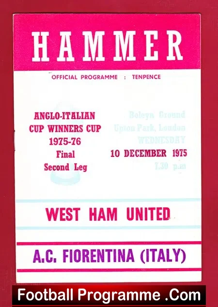 West Ham United v Fiorentina 1975 - Anglo Italian Cup Final