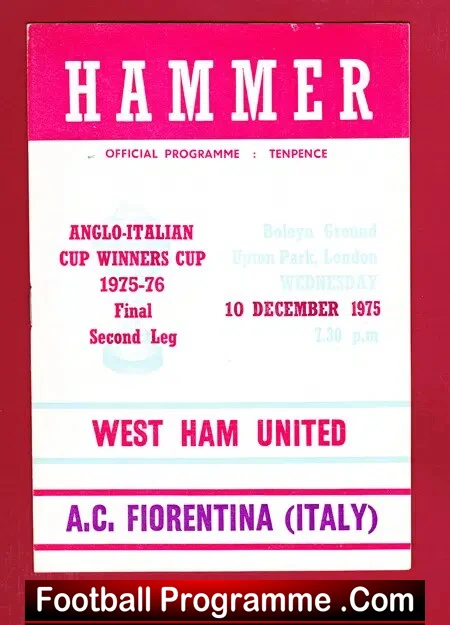 West Ham United v Fiorentina 1975 - Anglo Italian Cup Final