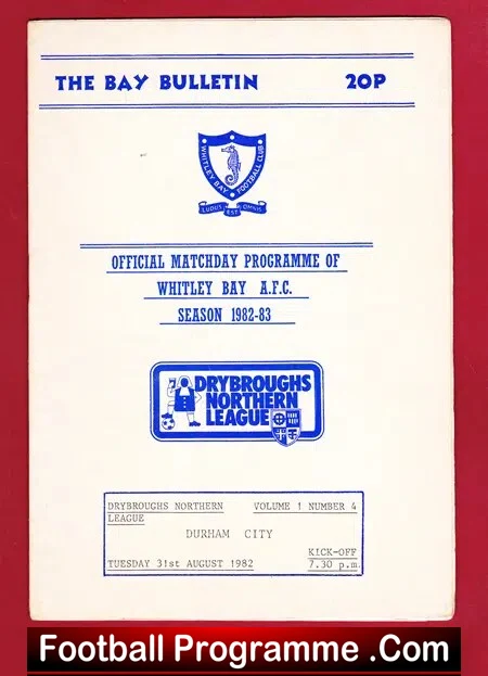 Whitley Bay v Durham City 1982 – Official Match Day Programme