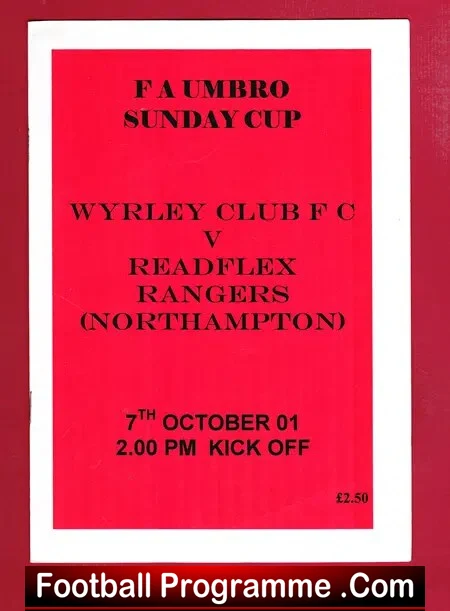 Wyrley Club v Readflex Rangers 2001 – Sunday Cup