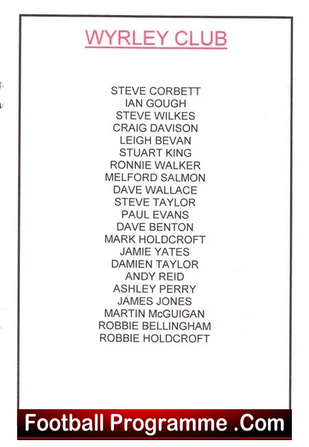 Wyrley Club v Readflex Rangers 2001 - Sunday Cup
