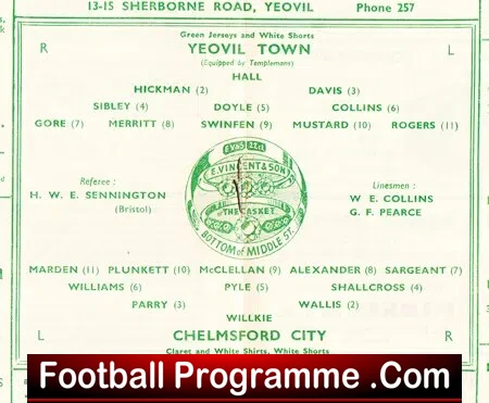 Yeovil Town v Chelmsford City 1948