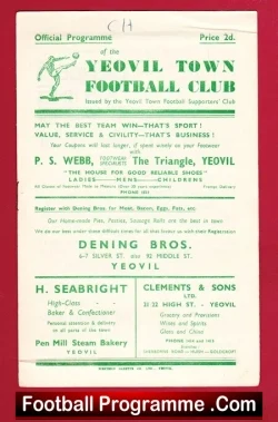 Yeovil Town v Chelmsford City 1948 - football programme