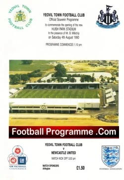 Yeovil Town v Newcastle United 1990 Official Opening Huish Park - football programme