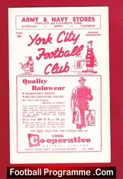 York City v Chester 1959 - Bill Foulkes - football programme