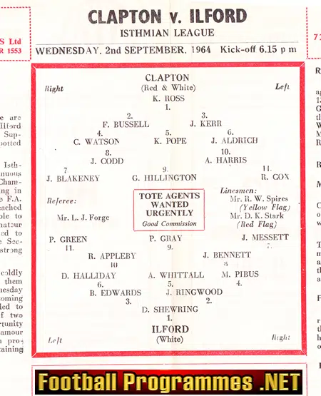 Clapton v Ilford 1964