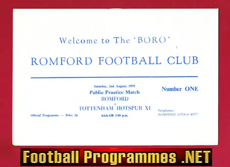 Romford v Tottenham 1975 - Public Practice Match