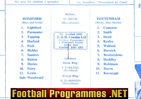 Romford v Tottenham 1975 - Public Practice Match