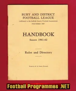 Bury and District Football League Handbook 1961 – 1962 – Suffolk