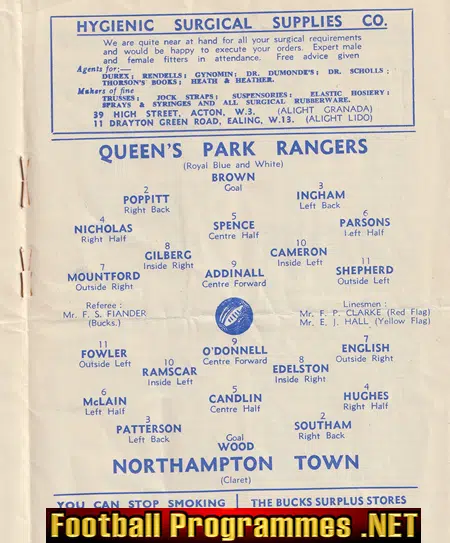 Queens Park Rangers v Northampton Town 1952