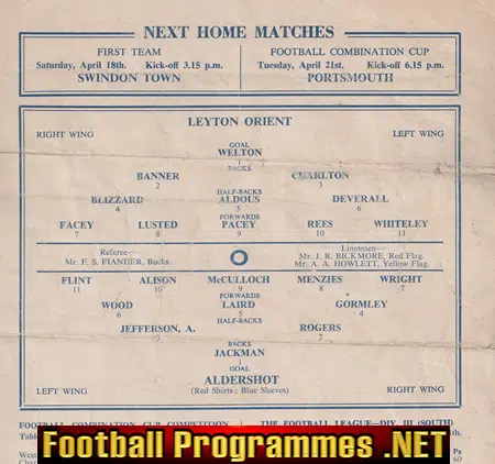 Leyton Orient v Aldershot 1953