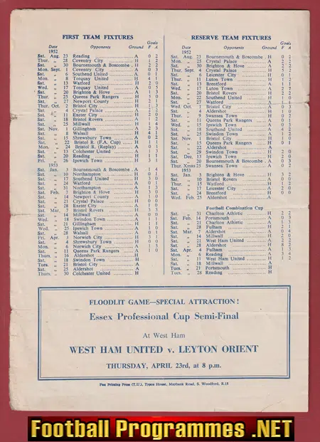 Leyton Orient v Aldershot 1953