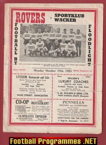 Doncaster Rovers v Sportklub Wacker 1953 – to clear