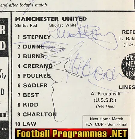 Manchester United v Real Madrid 1968 - Multi Autograph SIGNED