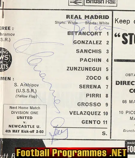 Manchester United v Real Madrid 1968 - Multi Autograph SIGNED