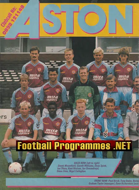 Aston Villa Football Club Multi Signed Autographed Poster 1991