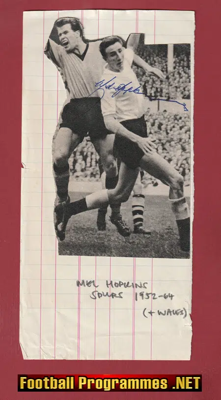 Tottenham Hotspur Mel Hopkins Signed Autograph Picture 1960s